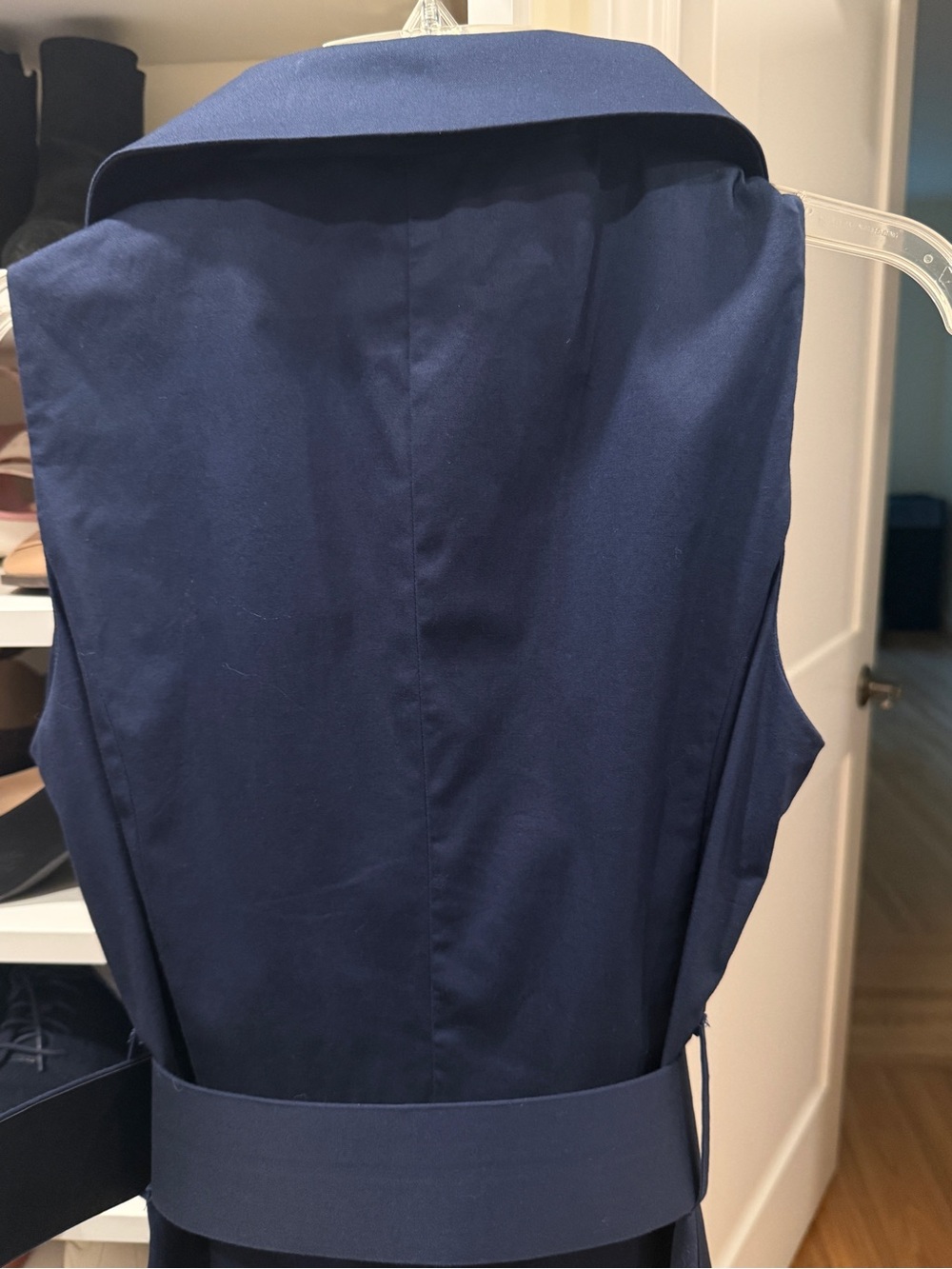 Navy Mariella Rosati Dress Cotton Sz L Belted Wrap Style Made In Italy - Picture 6 of 14